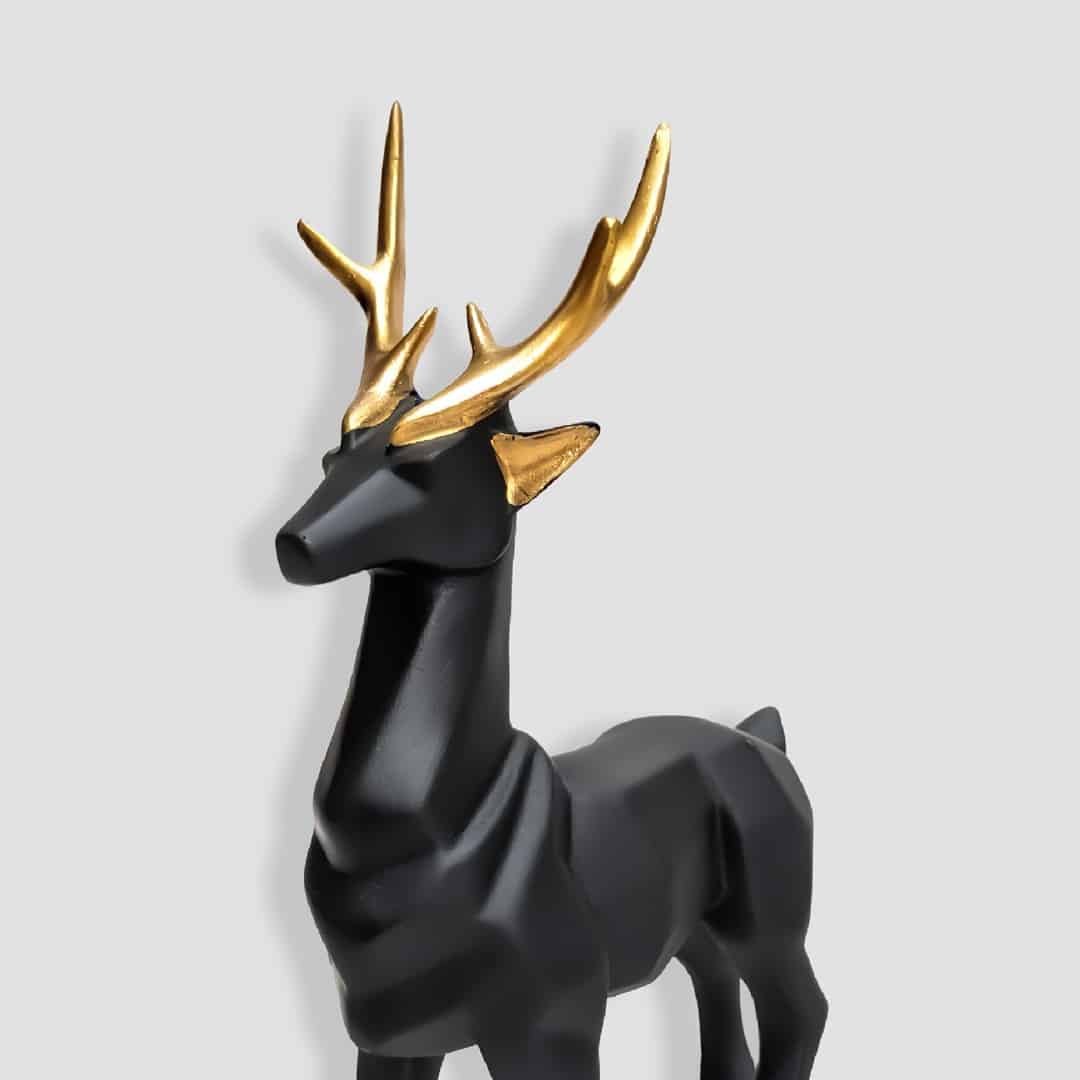 Modern Matte Black Deer Figurines () | Reindeer Statue
