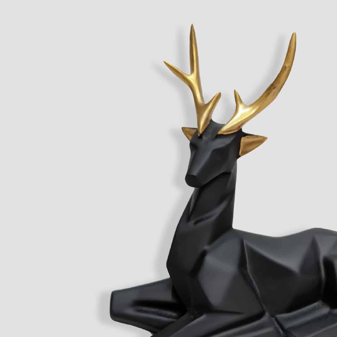 Modern Matte Black Deer Figurines () | Reindeer Statue