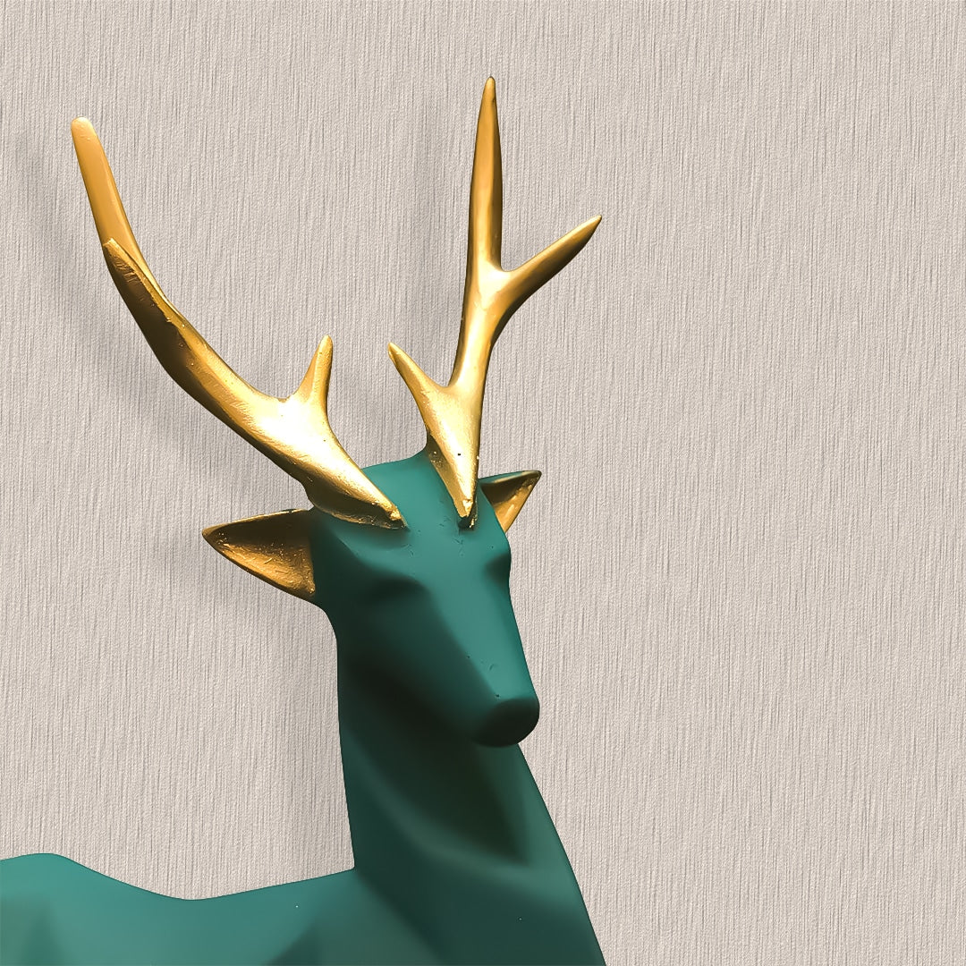 Modern Teal Green Deer Figurines | Reindeer Statue