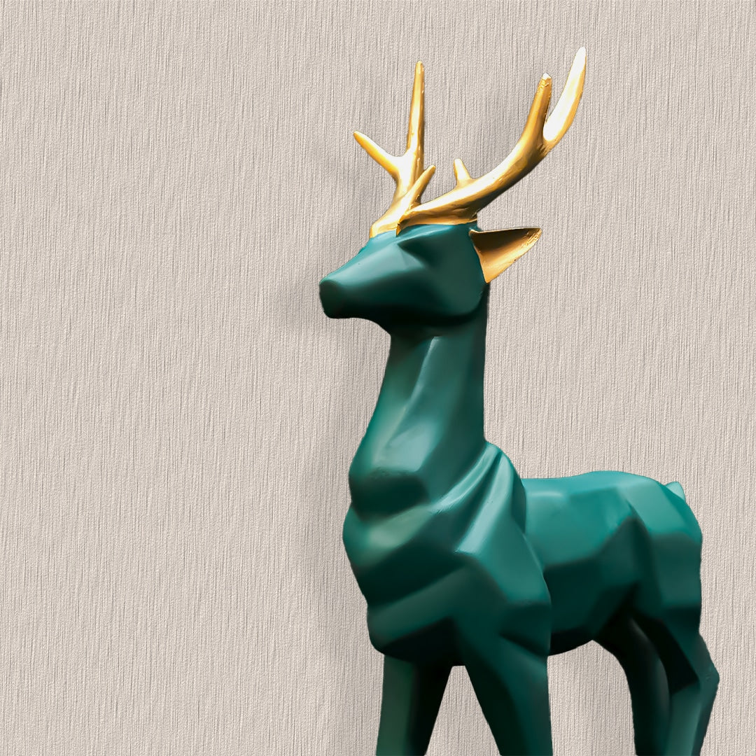 Modern Teal Green Deer Figurines | Reindeer Statue