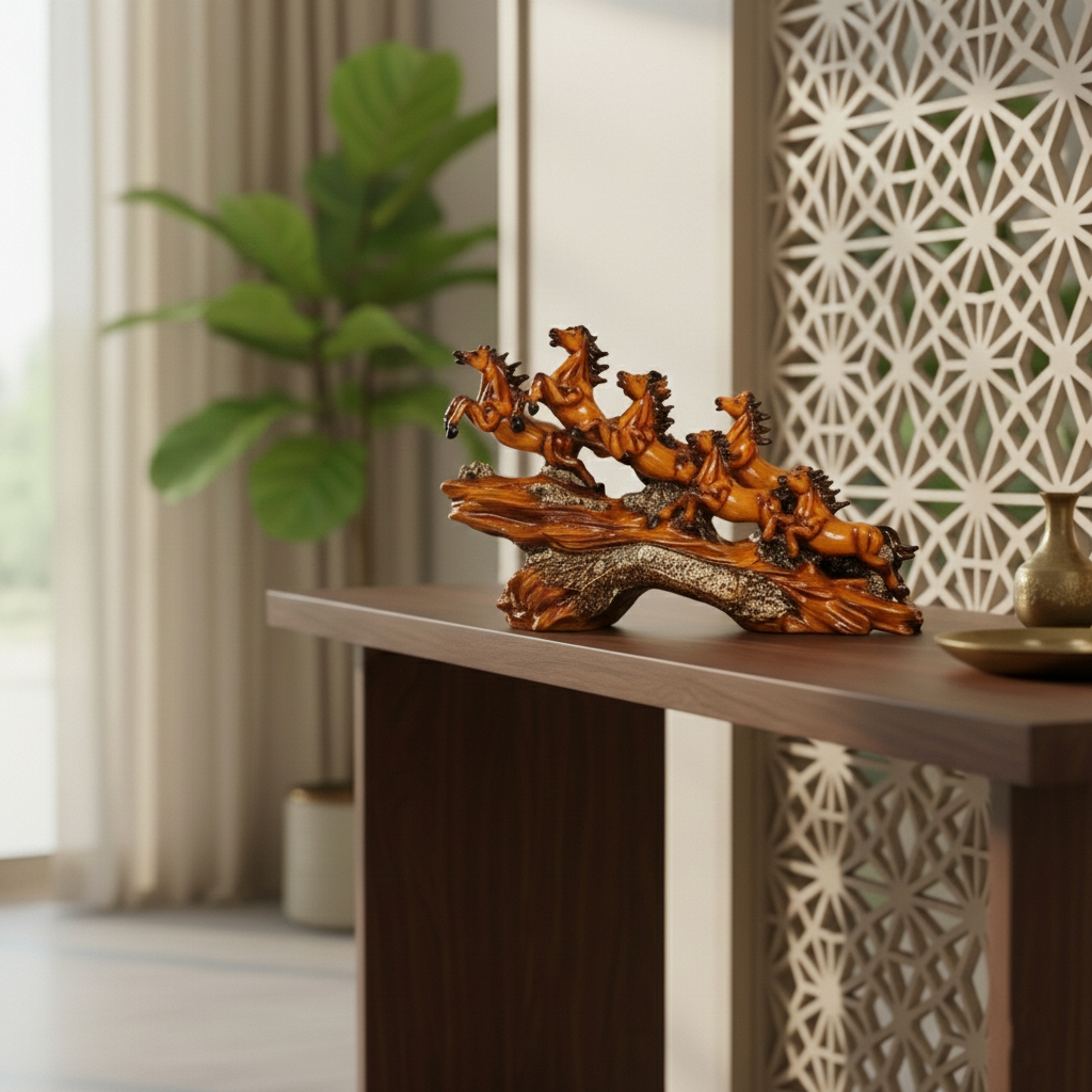 Seven Running Horses Statue | Feng Shui Vastu Success Showpiece | Dynamic Office Desk & Home Table Decor Accent