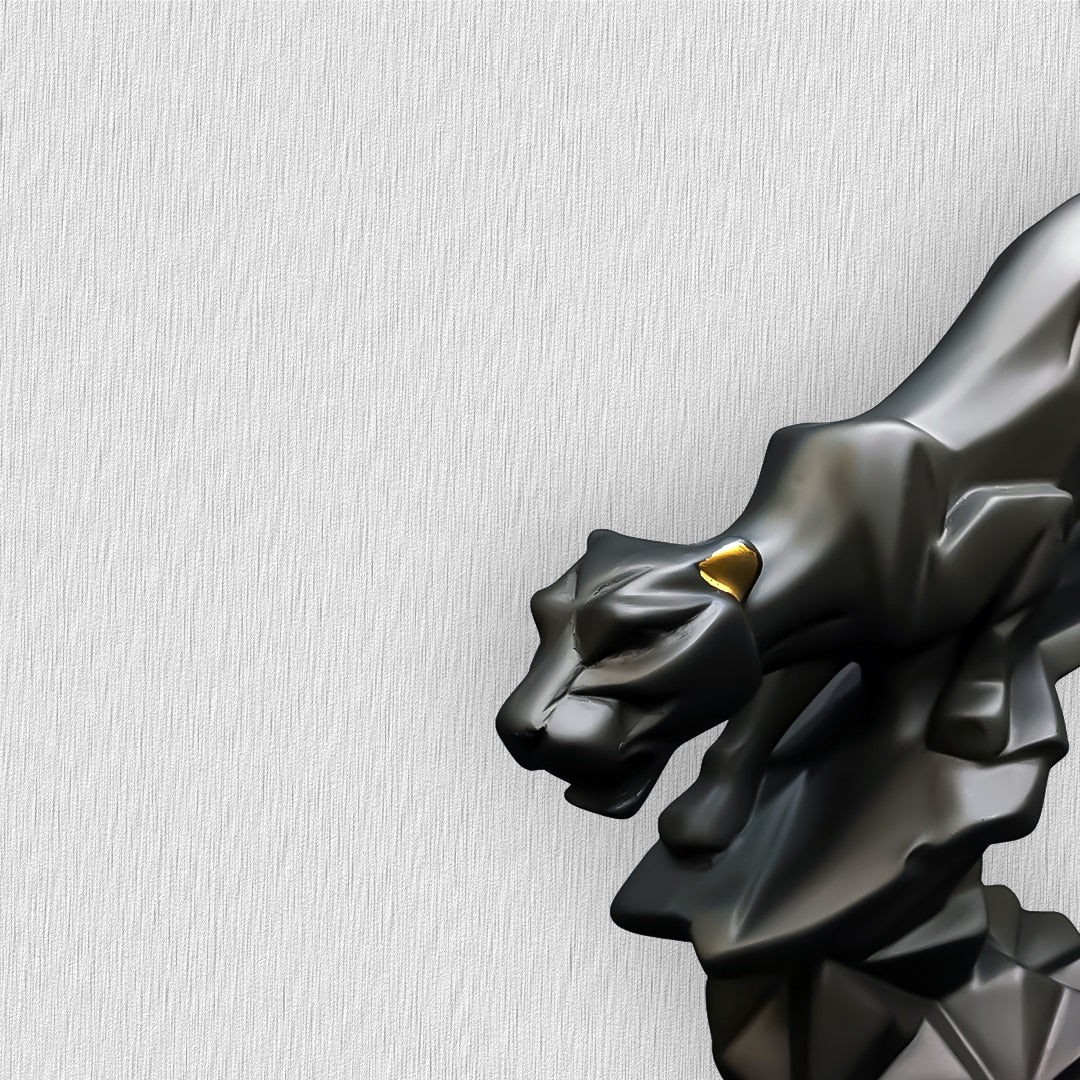 Modern Black Panther Figurines | Geometric Panther Statue
