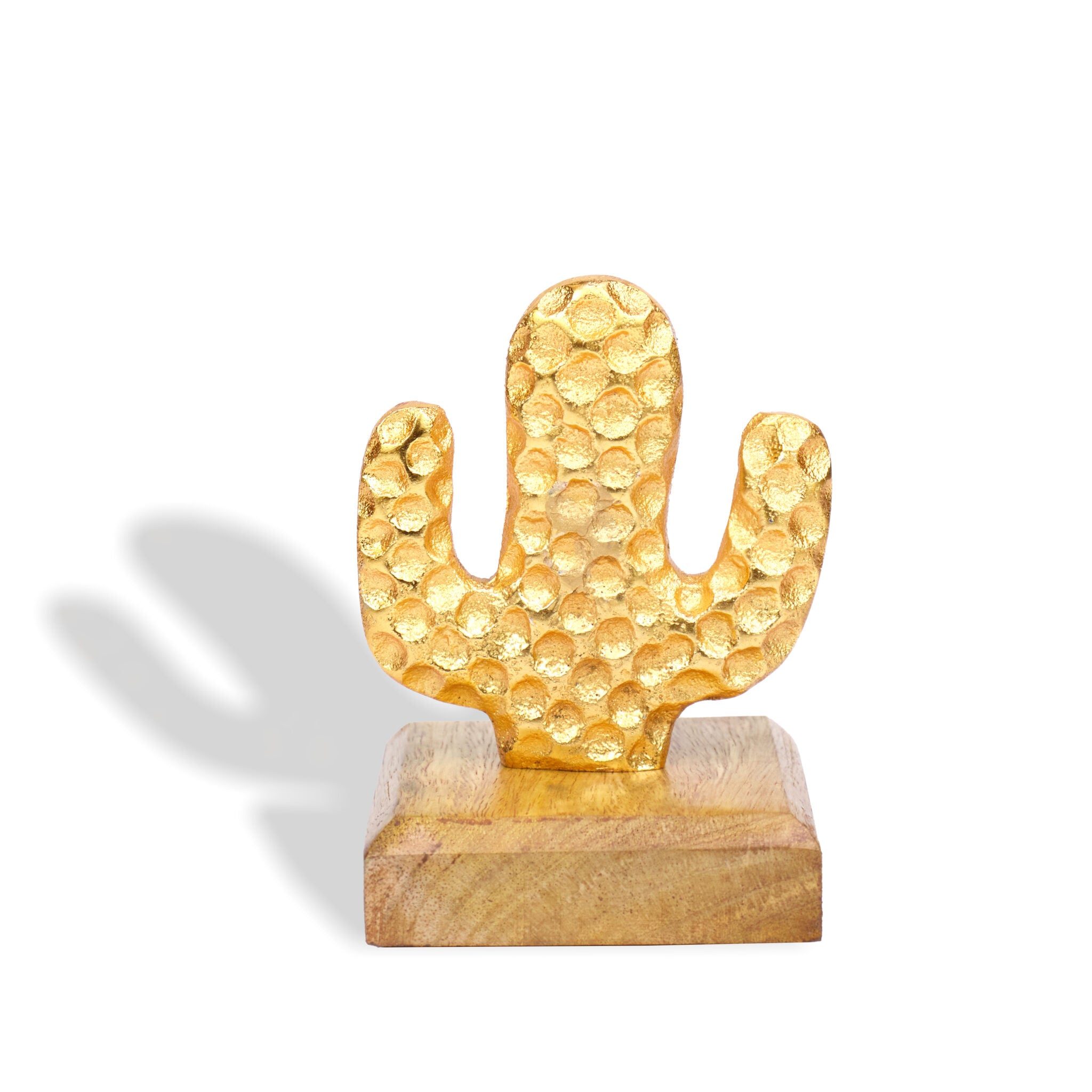 Mini Cactus Showpiece - Wooden Base
