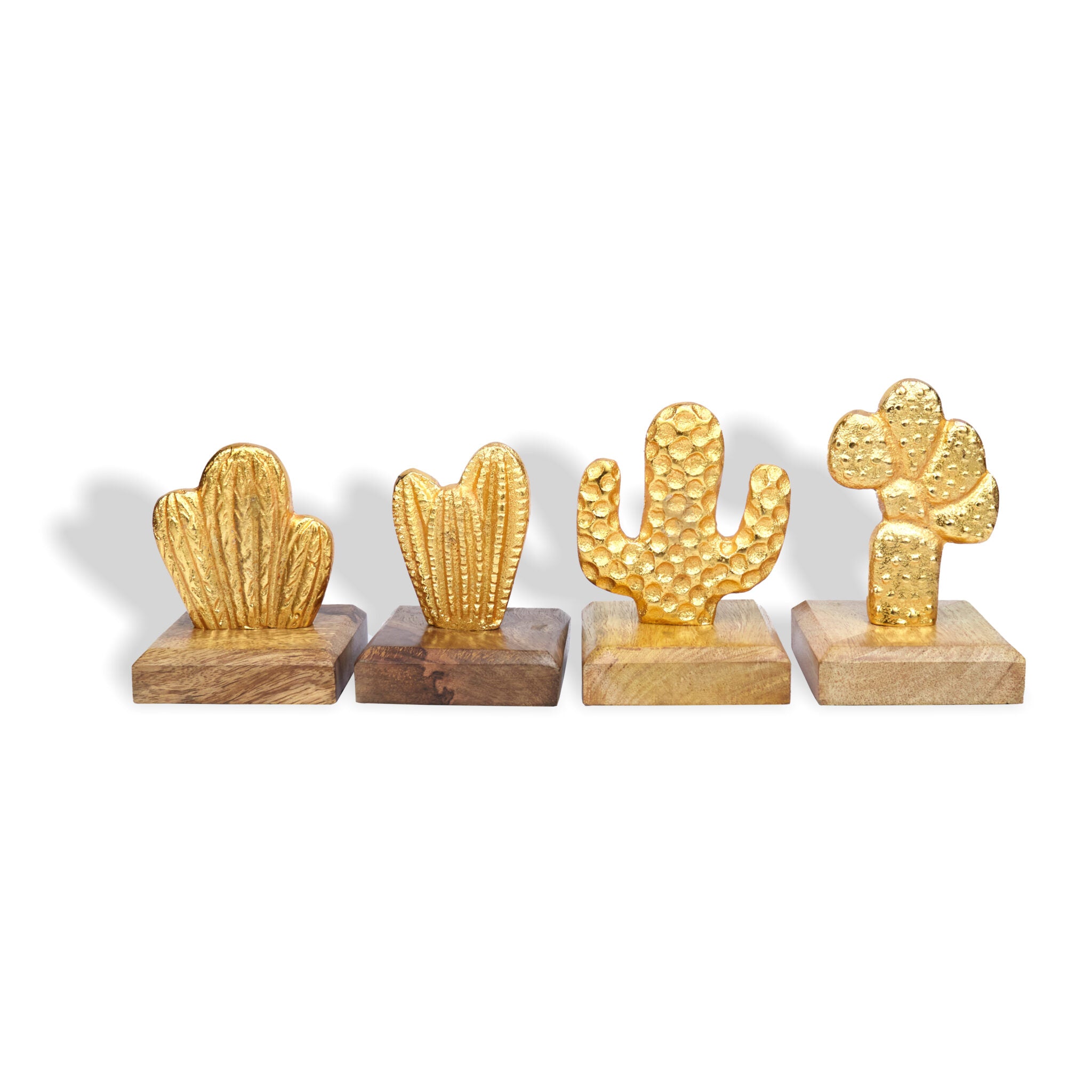 Mini Cactus Showpiece - Wooden Base
