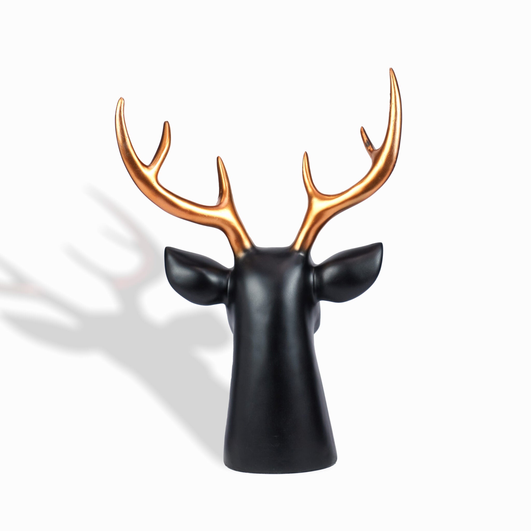 Deer/Hiran Large Head Showpiece – 16" Reindeer Statue for Home Décor (Matte Black)