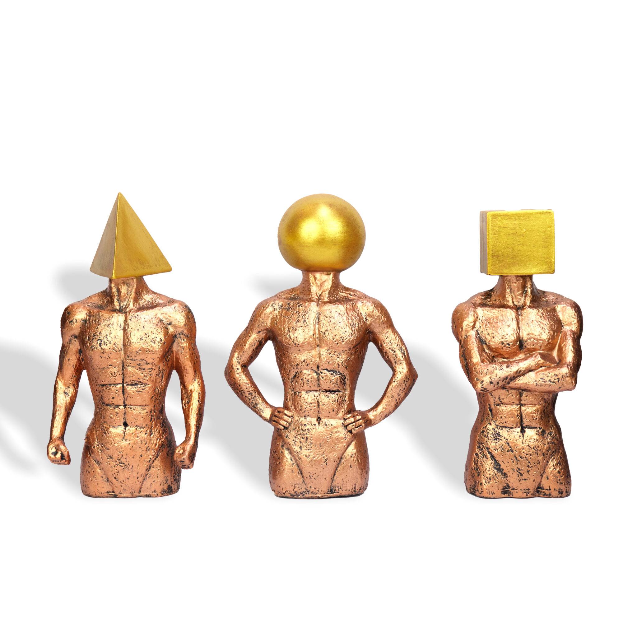 Human Body Figurine – Square Head, Triangle Head, and Sphere Head Showpiece