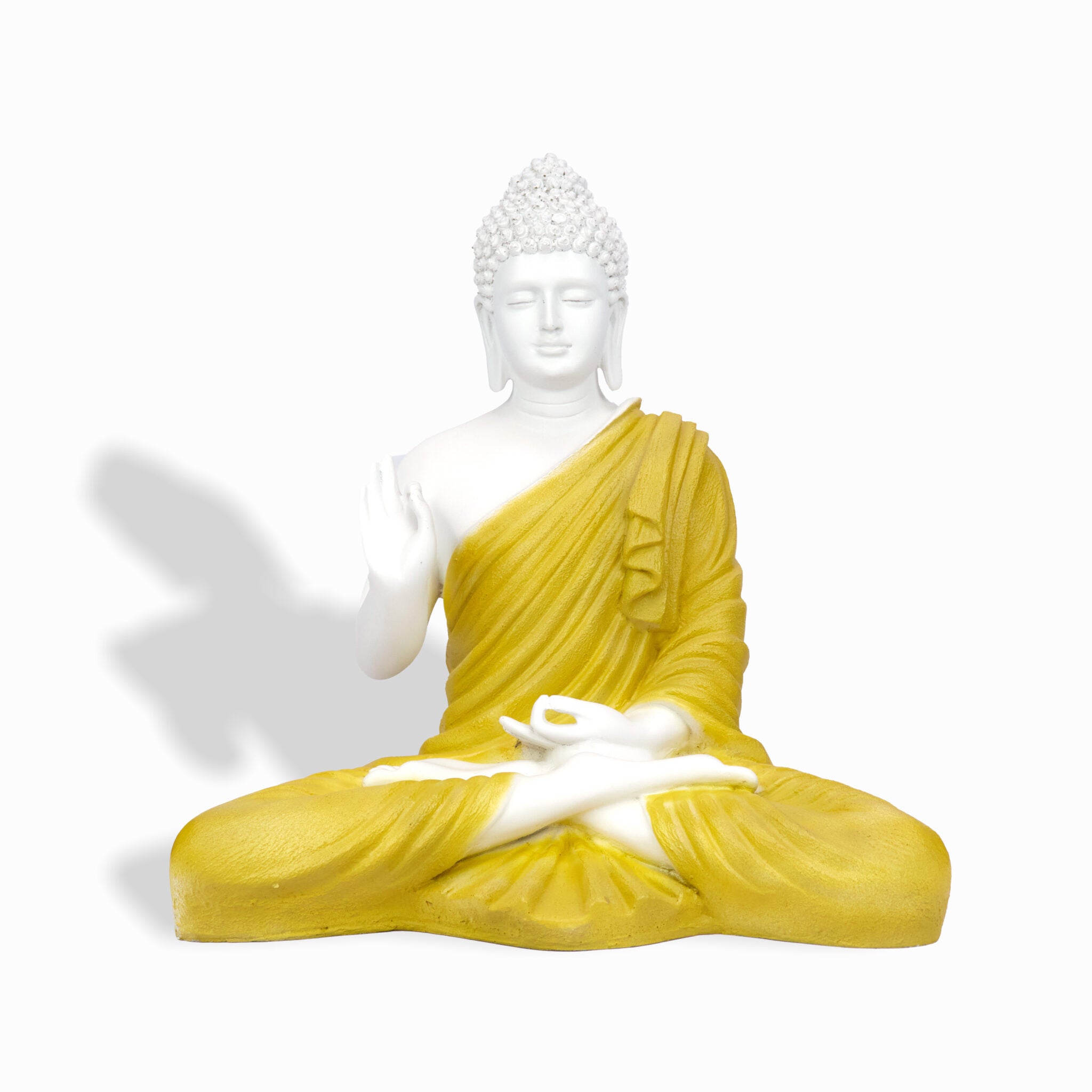 Meditating Buddha Figurines 10" | Buddha Showpiece Yellow White