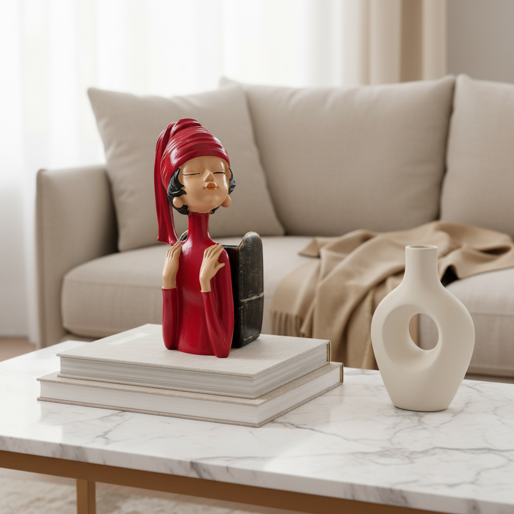 Lady Figural Container | Stylized Female Sculpture | Modern Desk or Shelf Decor