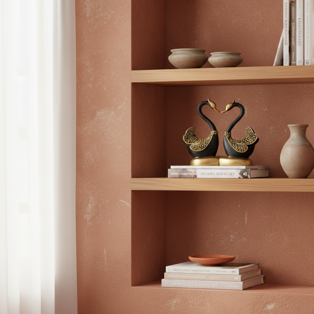 Mating Swan Sculpture Pair | Decorative Table Showpiece | Contemporary Figurine Art