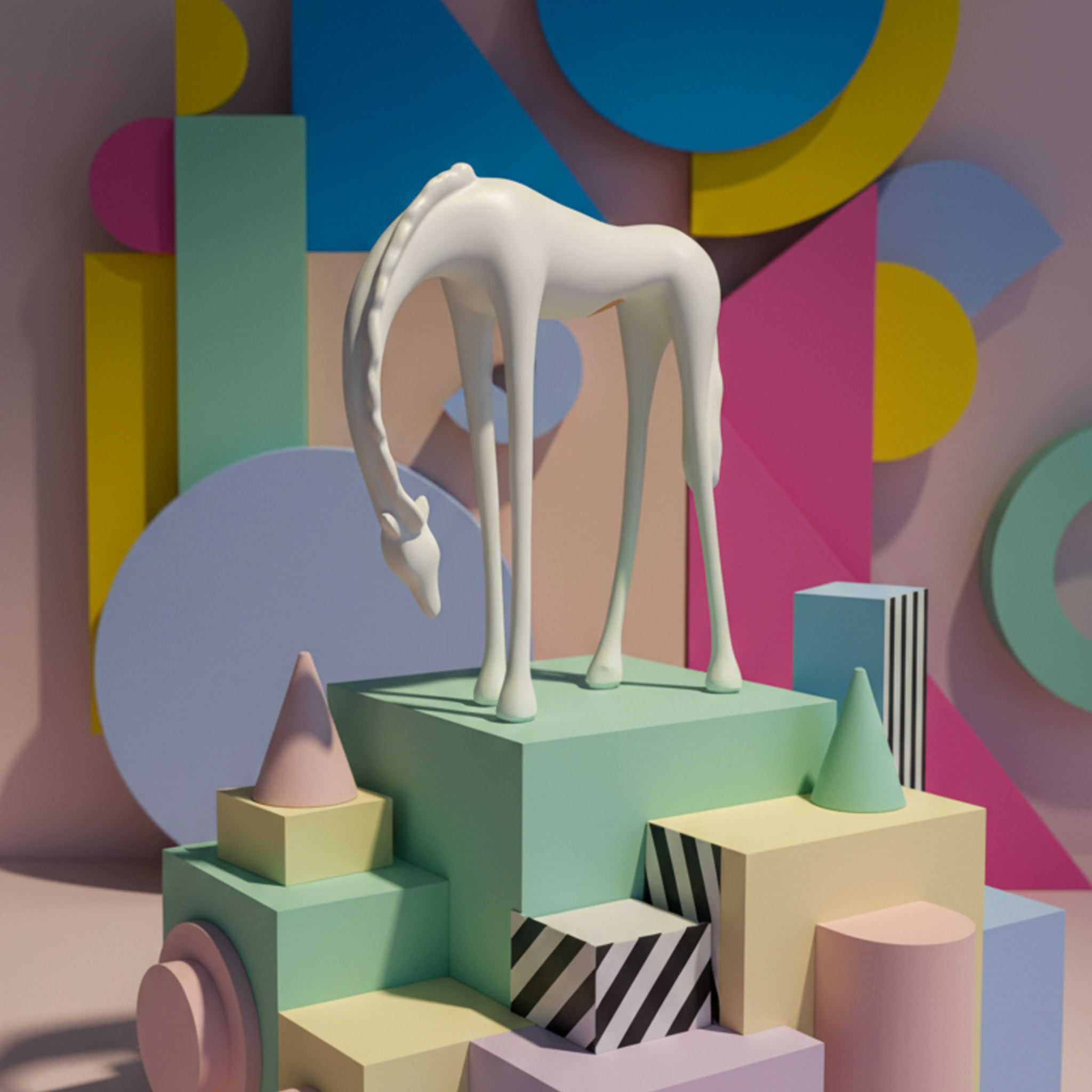 Elongated Giraffe Sculpture | Tabletop Showpiece | Modern Minimalist Decor