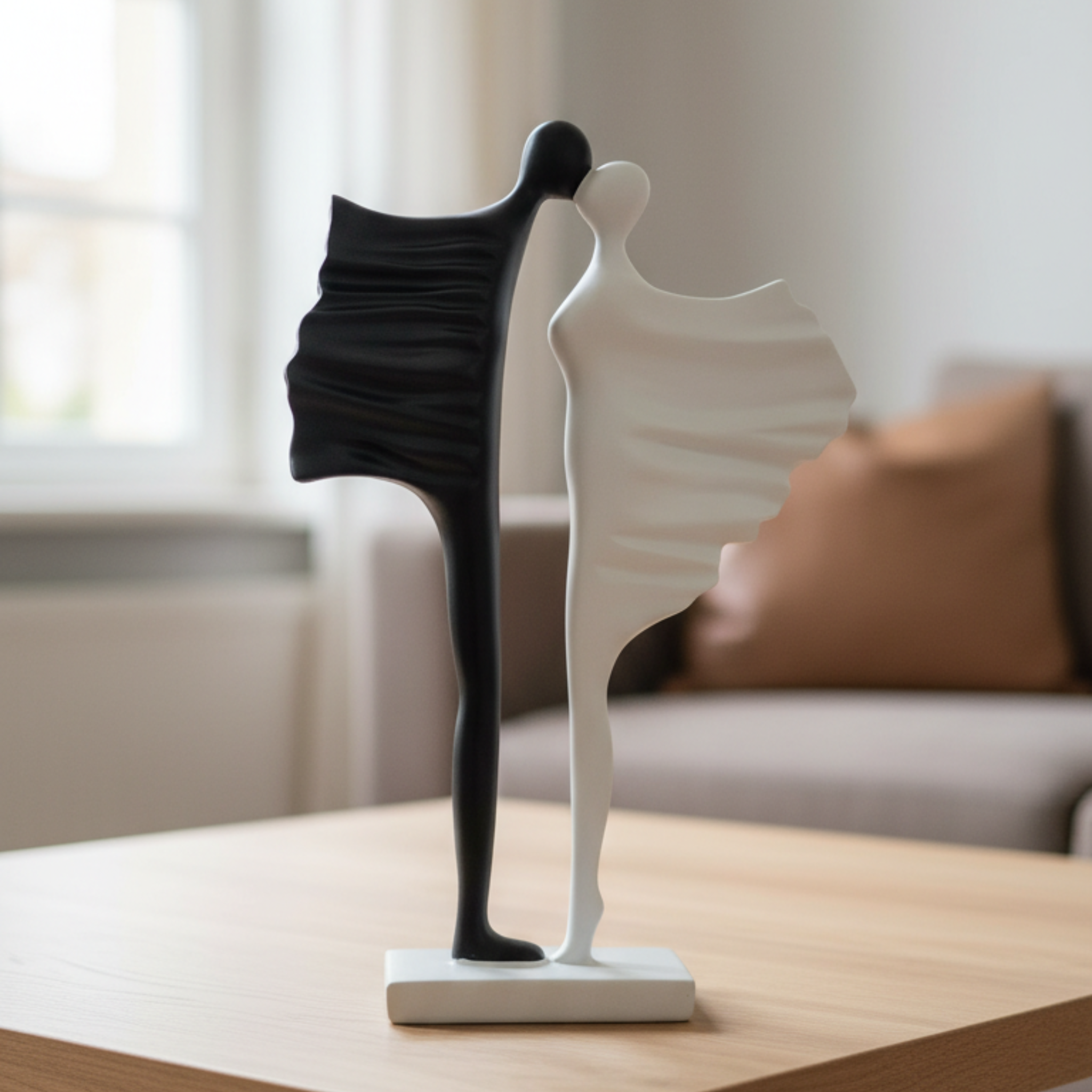 Couple Kissing Figure Sculpture, Modern Tabletop Art Decor