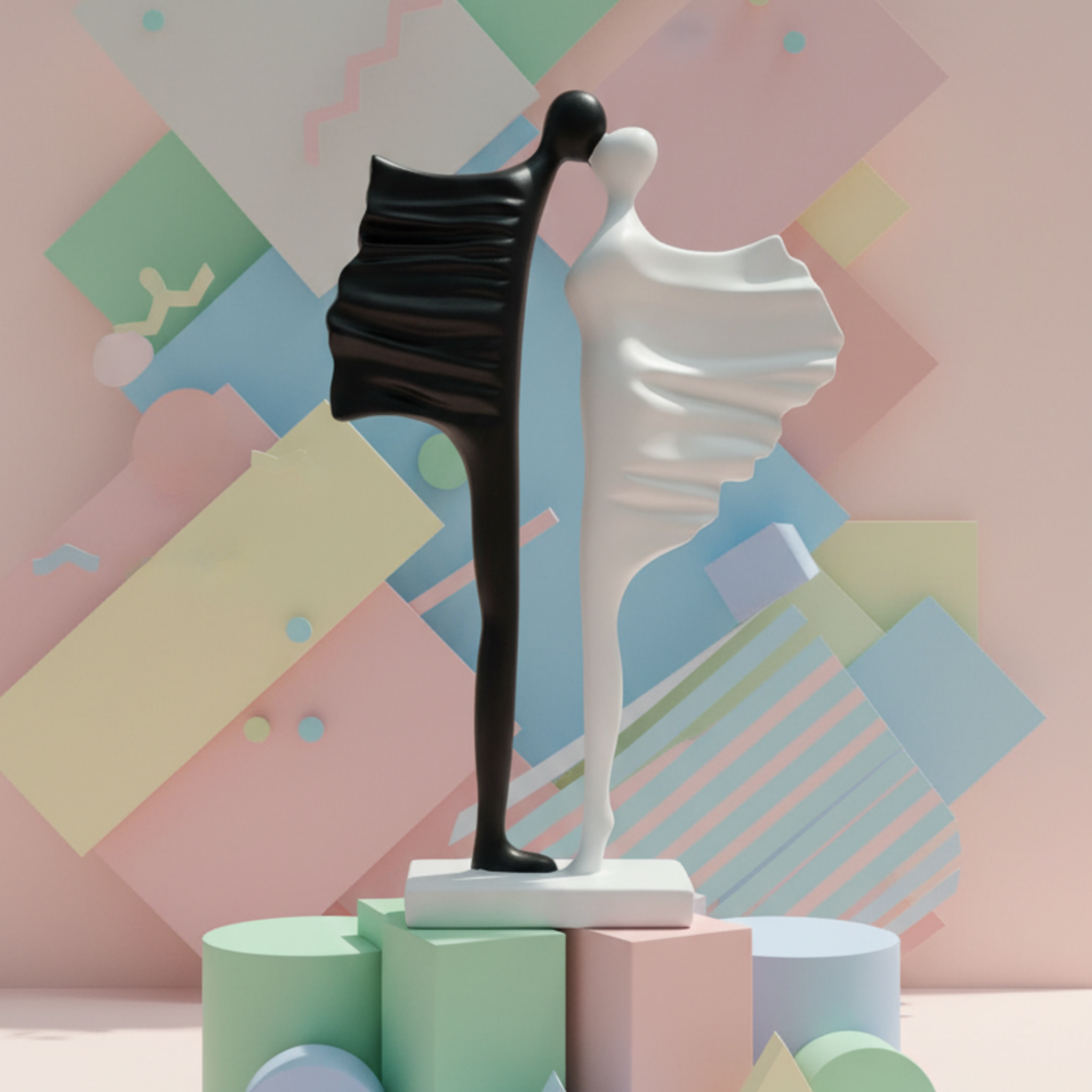 Couple Kissing Figure Sculpture, Modern Tabletop Art Decor