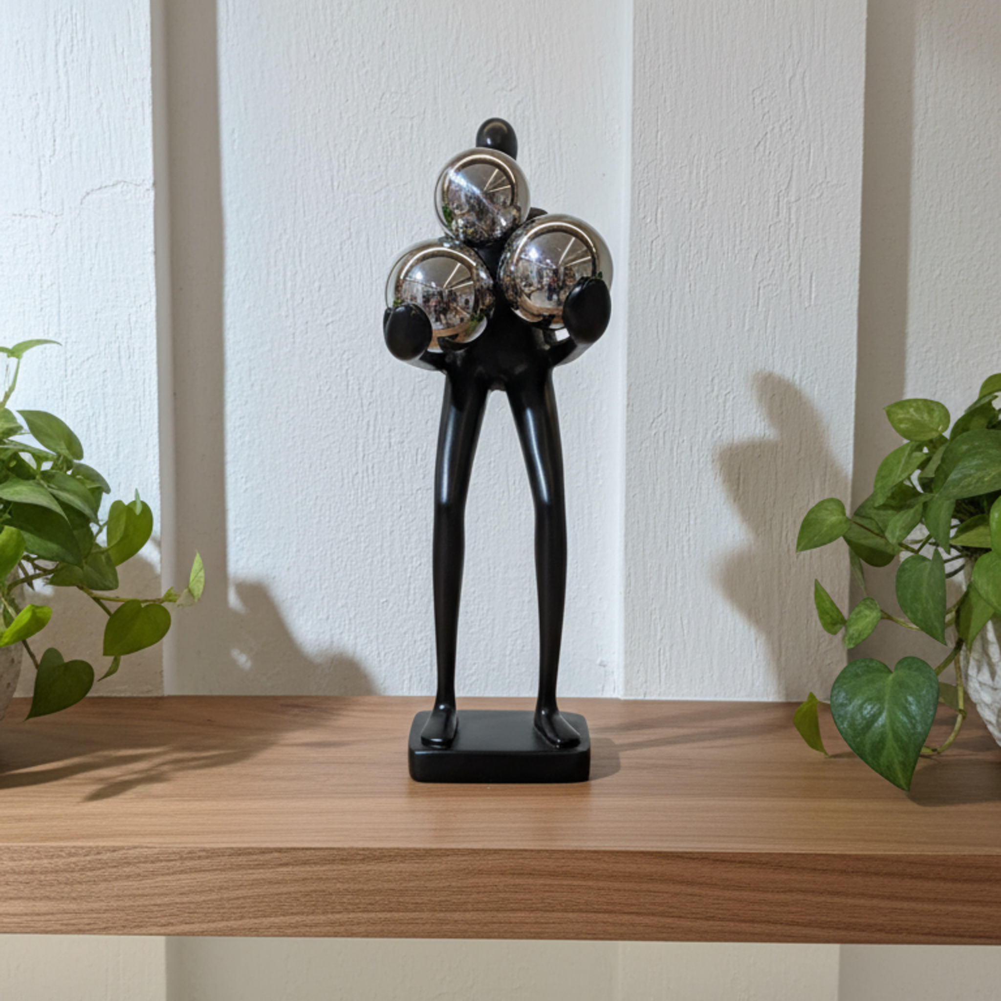 Ball Human Figurine Sculpture, Tabletop Decor, Modern Art Showpiece with Reflective Orbs