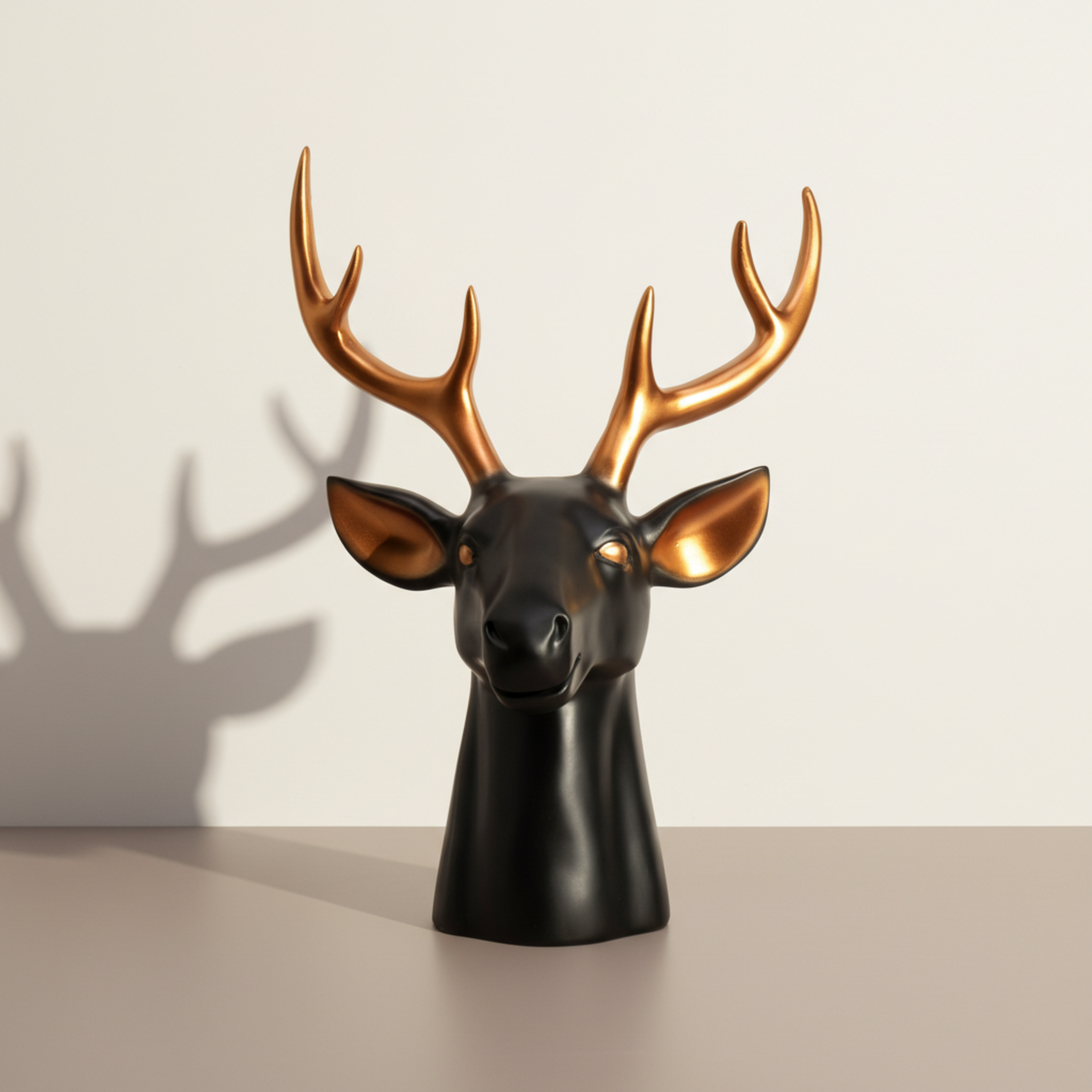 Deer Head Sculpture | Modern Animal Bust Figurine | Luxe Home Decor Accent
