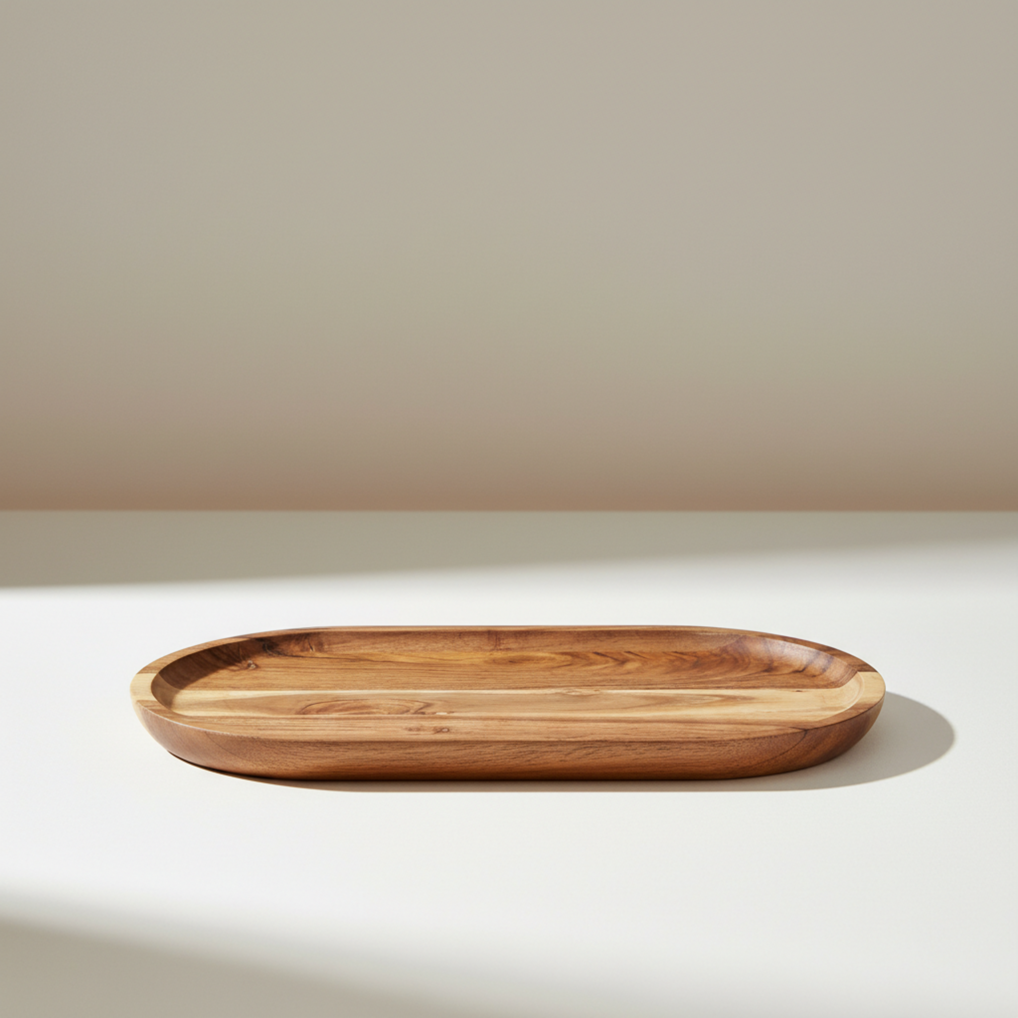 Semi-Circular Wooden Serving Platter Tray
