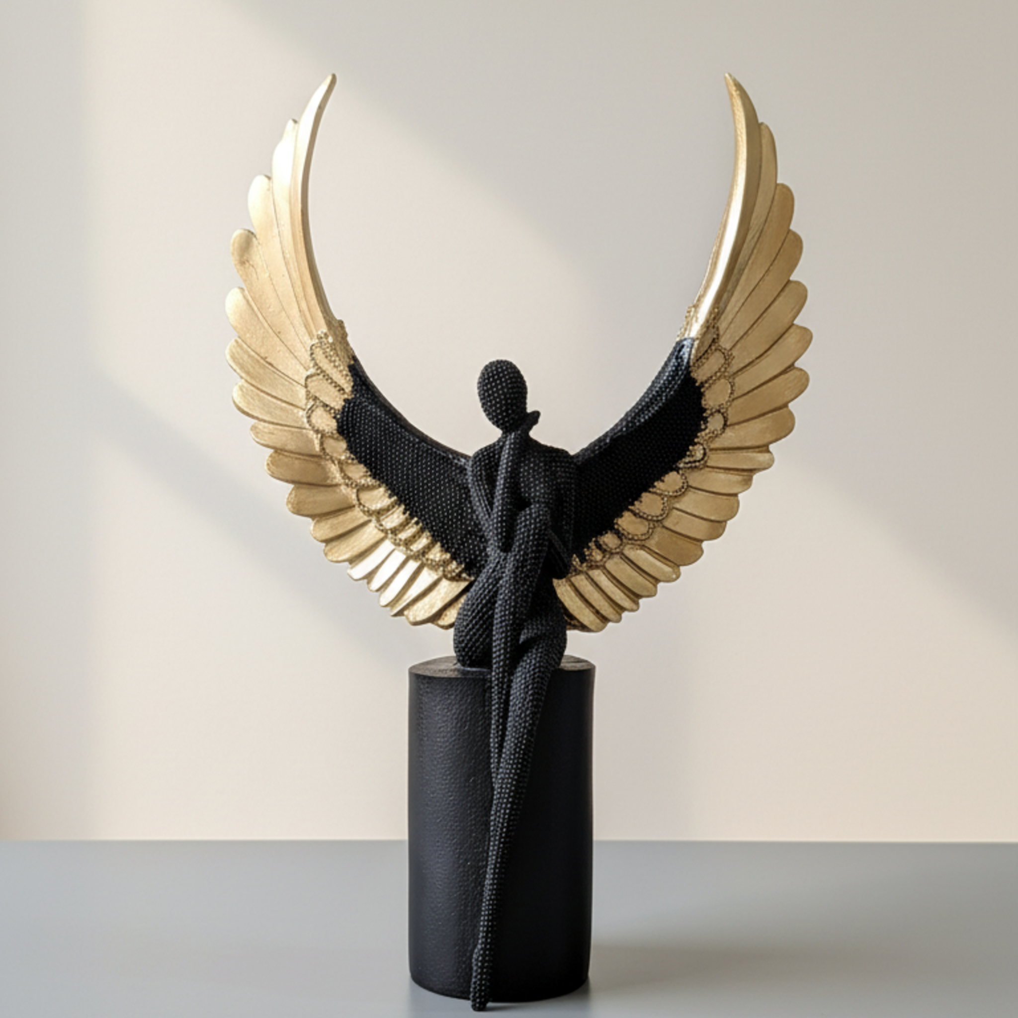 Abstract Winged Lady Figure Sculpture, Modern Tabletop Home Decor Accent