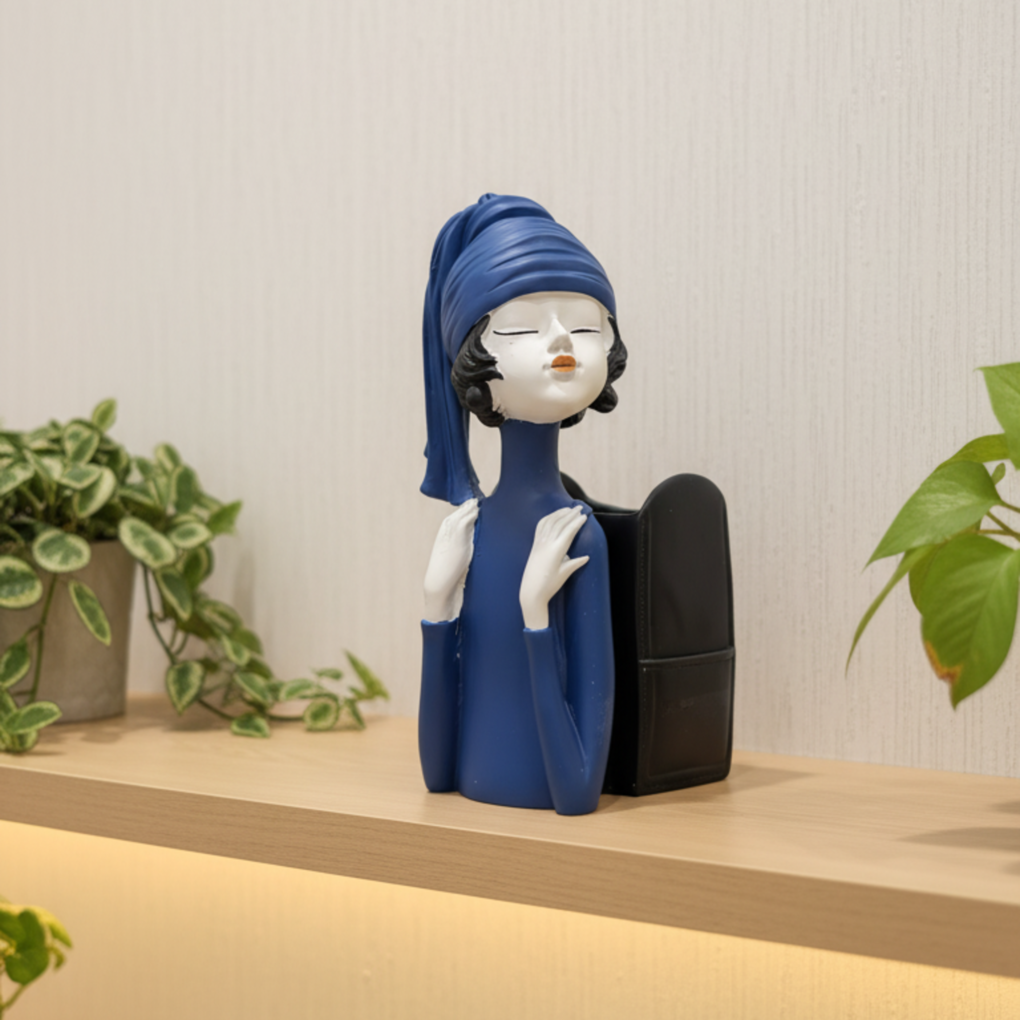 Lady Figural Container | Stylized Female Sculpture | Modern Desk or Shelf Decor