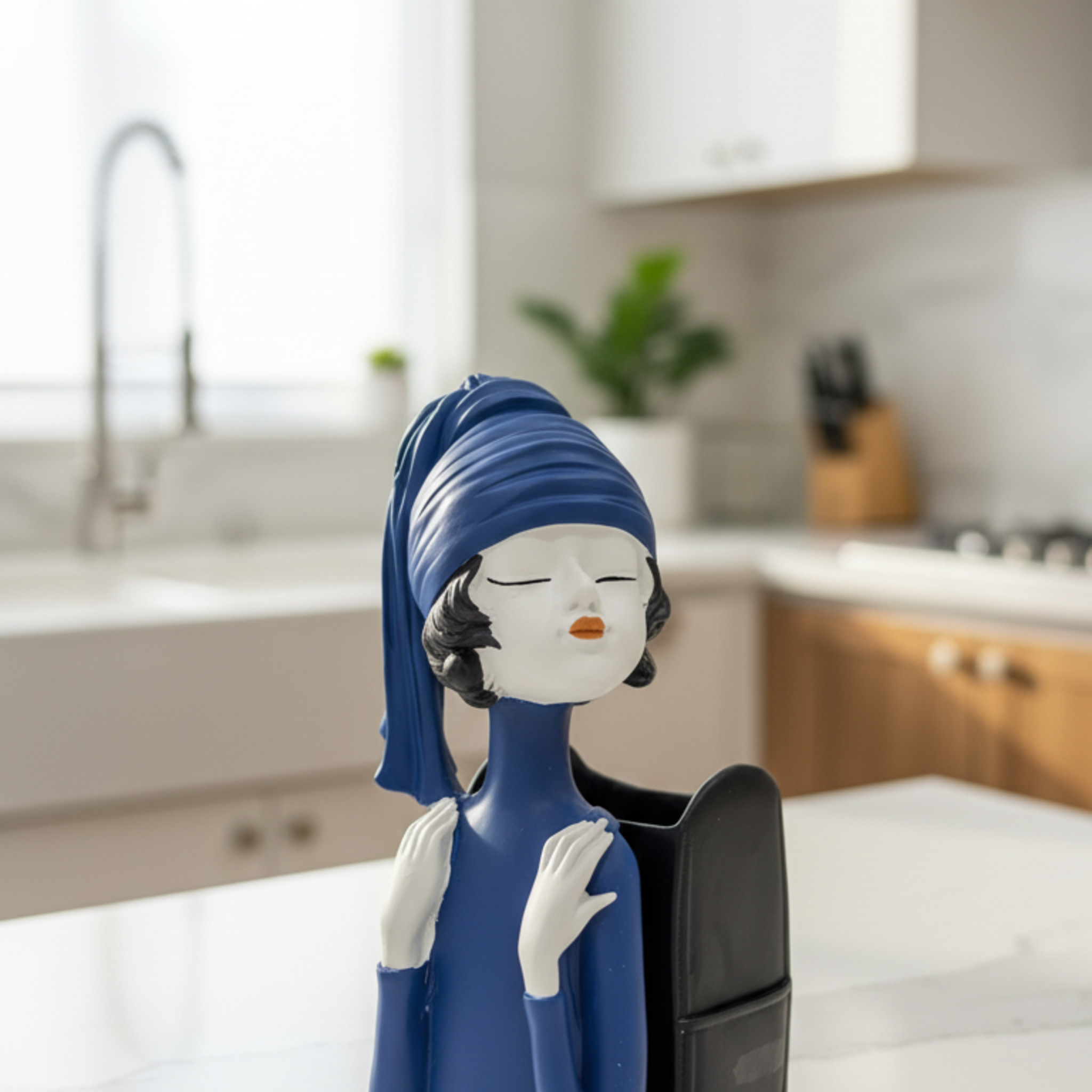 Lady Figural Container | Stylized Female Sculpture | Modern Desk or Shelf Decor