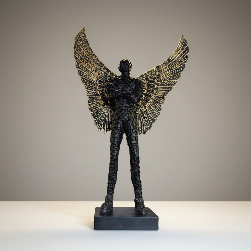 Abstract Winged Humanoid Figurine |Human Tabletop Sculpture | Contemporary Decor