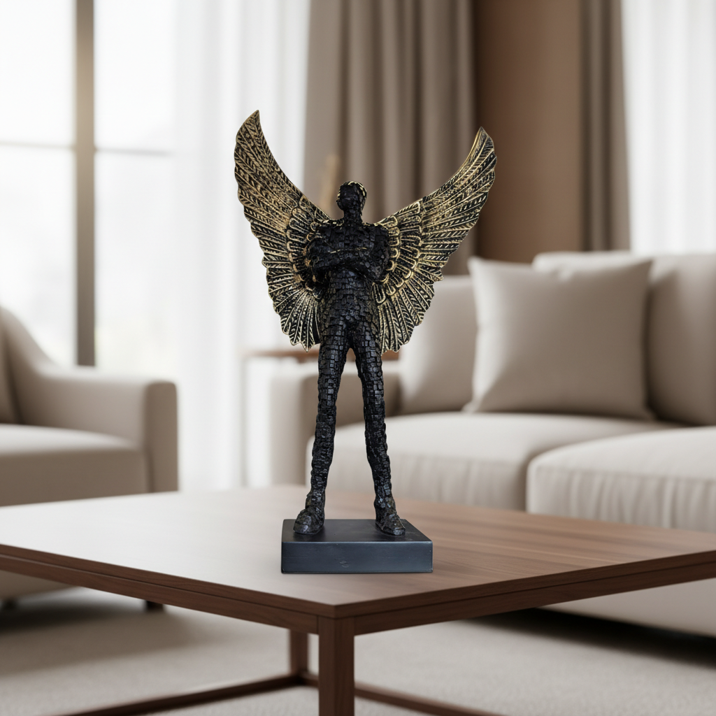 Abstract Winged Humanoid Figurine |Human Tabletop Sculpture | Contemporary Decor