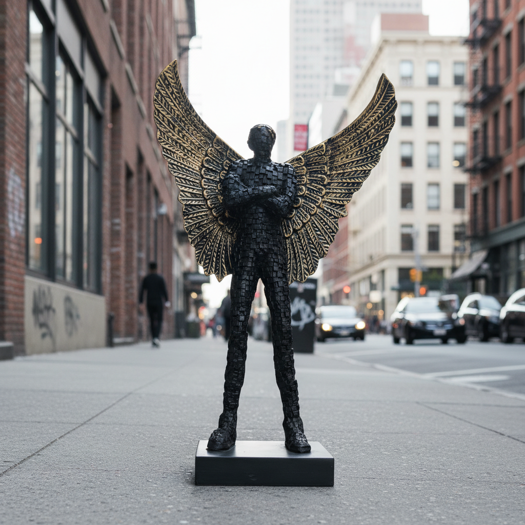 Abstract Winged Humanoid Figurine |Human Tabletop Sculpture | Contemporary Decor