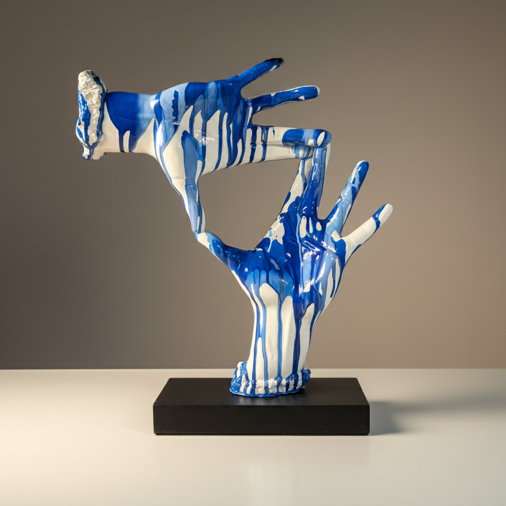 Abstract Camera Hand Sculpture, Polyresin Decorative Figurine, Modern Art Table Decor