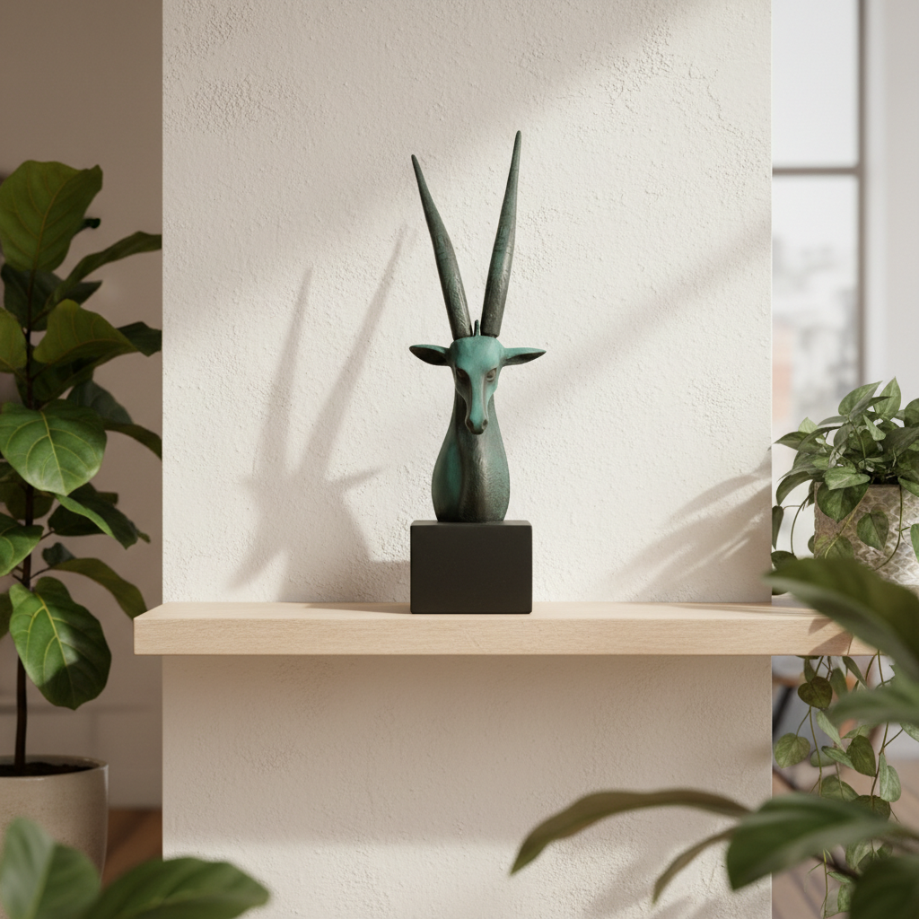 Abstract Antelope Head Sculpture Polyresin Modern Wildlife Table Decor