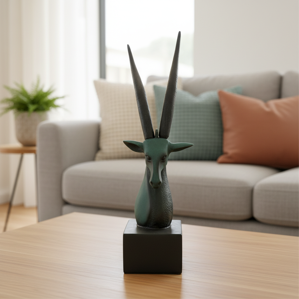 Abstract Antelope Head Sculpture Polyresin Modern Wildlife Table Decor